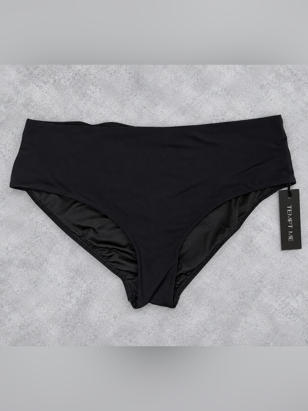 NWT - Tempt Me Women Mid Rise Bikini Bottoms - Black Full Coverage - Size Large
